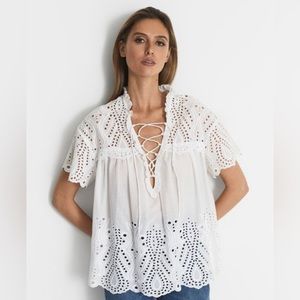 Reiss Eyelet Embroidered Top “Aubree”